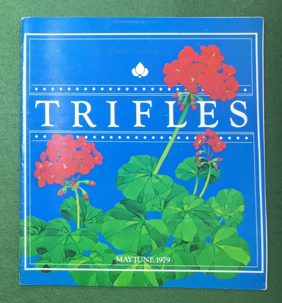 trifles catalog cover (blue with red flowers)