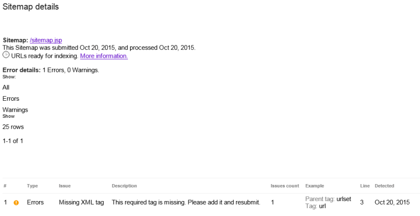 search console rejecting the jsp sitemap