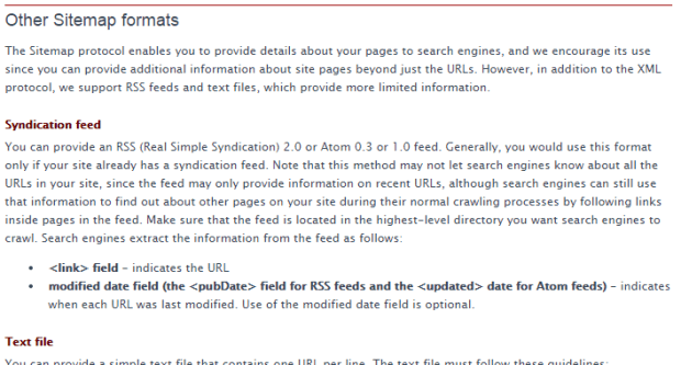 sitemaps.org official rules